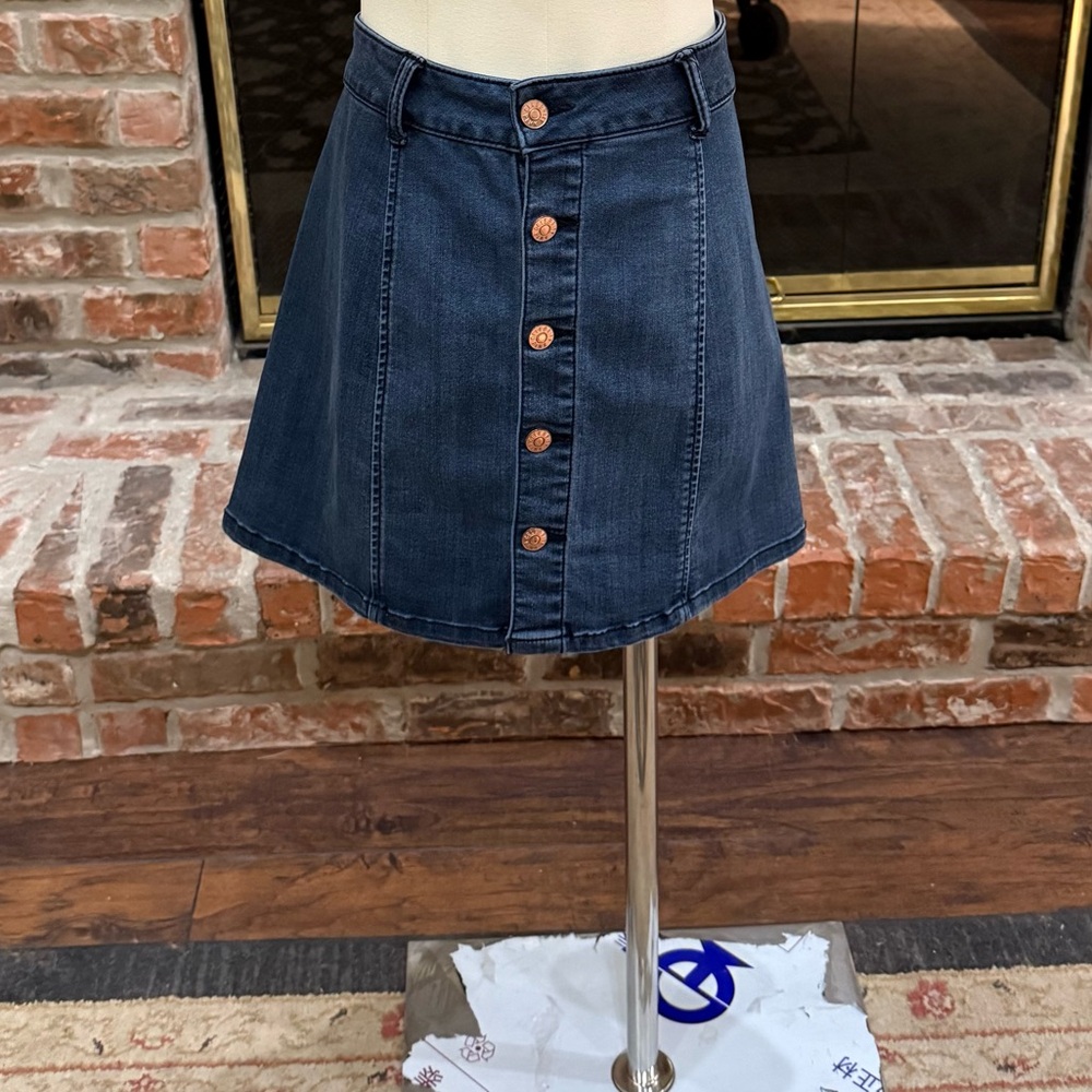 Celebrity Pink Y2K VTG Dark Blue A-Line Mini Skirt w/ Buttons / 7 Juniors / EUC - Picture 4 of 13